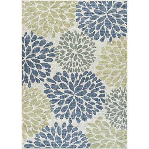 Outdoor Rug 5x7 Modern Exotic Tropical Leaf Area Rugs for Indoor and Outdoor Patio Deck Porch Garden Water Resistant Washable Outside Carpet