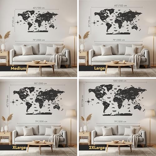 Multilayer 3D Wooden World Map