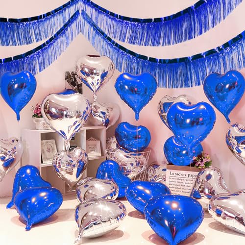 Blue Foil Fringe Garland 10FT 2packs for Parade Float Decorations (20 Foot)