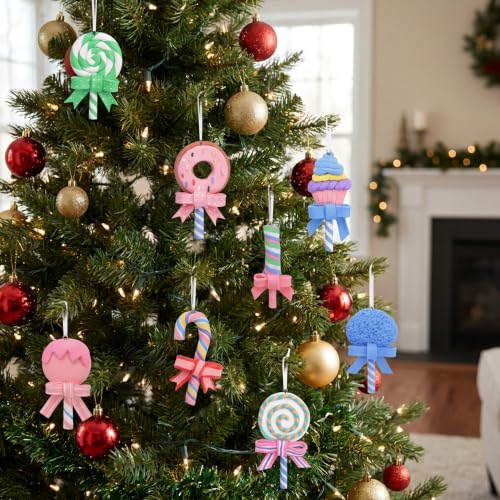 9 Pcs Pastel Christmas Lollipop Ornaments (9 Count)