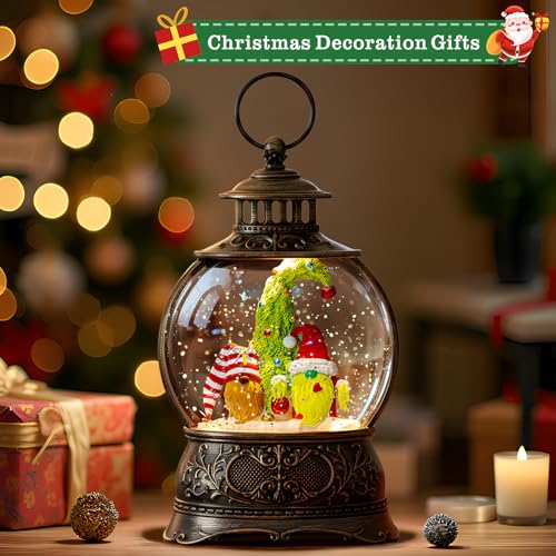 Christmas Snow Globes Christmas Water Lantern with Gnome Whimsical Christmas Tree