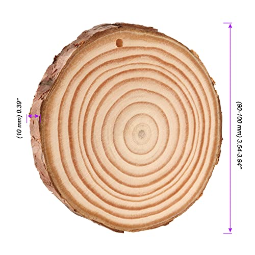 50PCS 3.5 4 Inches Natural Wood Slices with Pre (50 Count)