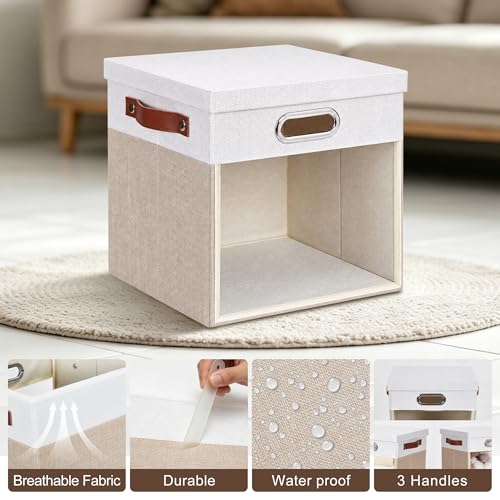11x11 Inch Ultra Thick Fabric Storage Bins with Lids & Windows (3 Count)