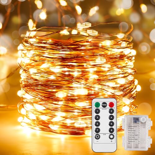 2 Pack 65.6 Ft. Battery Operated Outdoor String Lights with Remote & Timer (2 Count)