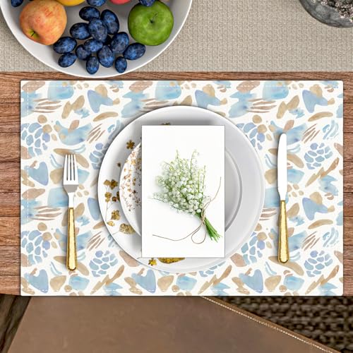 Blue and Brown Placemats Set of 4 (4 Count)