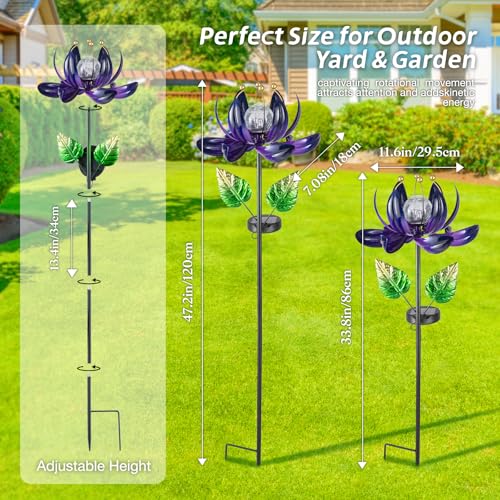 Solar Purple Metal Flower Wind Spinners