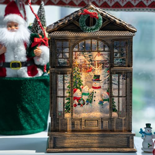 Christmas Snow Globe Swirling Glittering Snowman Choir Manger Scene