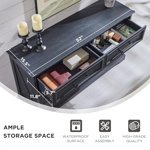 52" Wide Farmhouse 6 Drawer Dresser for Bedroom