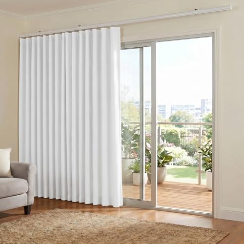 Room Divider Curtains Blackout Floor to Ceiling Curtain with Hook Wall Mount Sliding Door Curtains Ceiling Mount Extra Wide Curtain Wall Divider for Room Separation