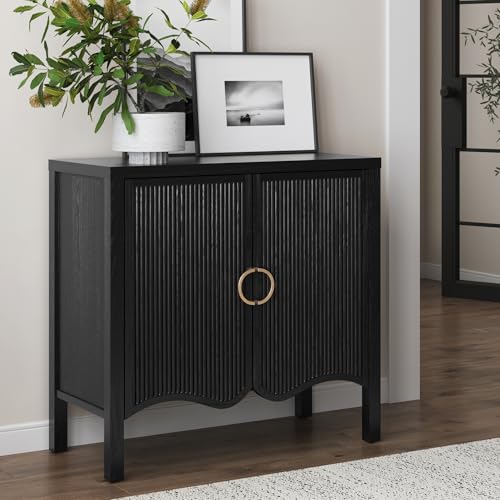 Scott Transitional Fluted Accent Cabinet or Storage Cabinet for Living Room or Entryway with Solid Wood Panel