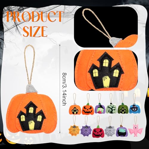 12 Pcs Halloween Felt Ornaments 3D Pumpkin Hanging Tree Decor (12 Count)
