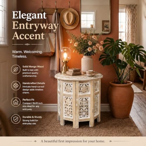 Lightnpro Rustic Octagonal Mango Wood Side Table