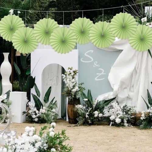 Green Party Decorations Lime Green Hanging Paper Fans DIY Set 12in (30 Count)