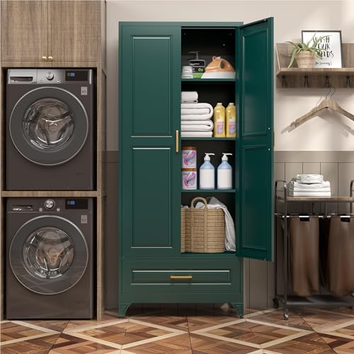 75" Metal Storage Cabinet with Doors and 3 Adjustable Shelves