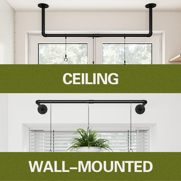 2Pc Hanging Planters for Indoor Plants Plant Hanger Indoor Hanging Plant Holder Black Metal Rod