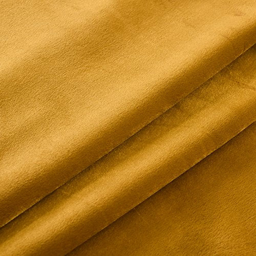 Super Soft Luxury Velvet Warm Yellow Blackout Velvet Energy Efficient Grommet Curtain Panel Drapes Ginger Mustard Curtain Panels 52Wx96L