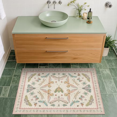 Light Pink Washable Bathroom Rug (8 Sq Ft)