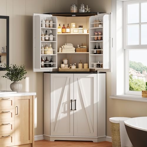 71" Corner Cabinet White