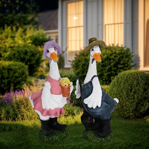Large Porch Goose Statue Yard Concrete Geese Decor Garden Decorations (3 Count)