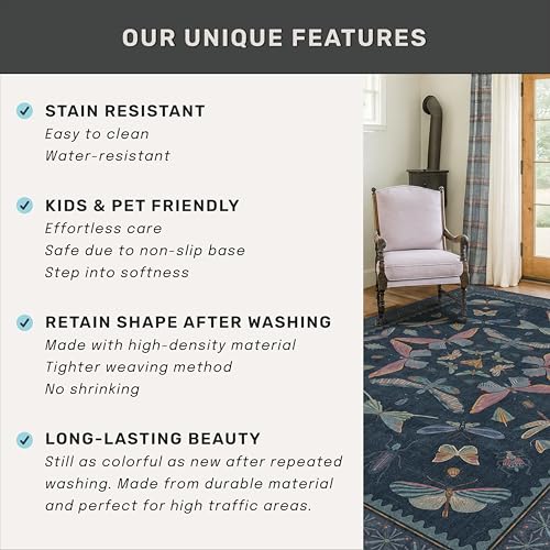 2'6"x10' Dark Blue Kitchen Runner Rug (25 Sq Ft)