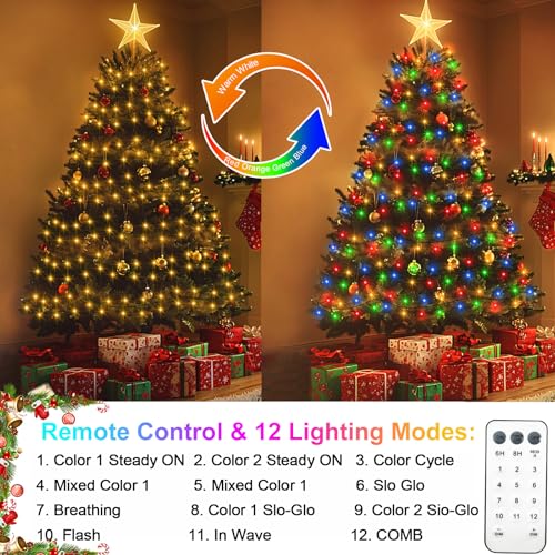 Dual Color 10Ft 200 LED Fairy Lights Battery Operated with Remote Timer (200 Count)