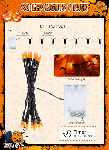 Orange Battery Operated Christmas String Lights with Timer