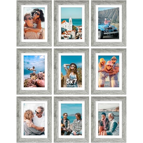 5x7 Picture Frames Set of 9 for Wall or Tabletop Display (9 Count)