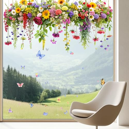 2 Set Colorful Floral Bouquet Window Stickers (2 Count)