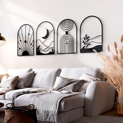 4 Pack Black Abstract Metal Wall Art (4 Count)