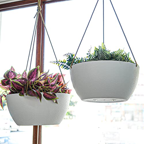 12 Inch 2 Pack Large Hanging Planters for Indoor Outdoor Plants (2 Count)