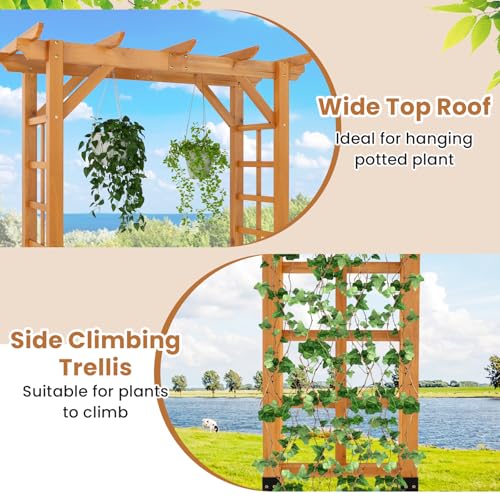 7FT Wooden Garden Arbor Trellis
