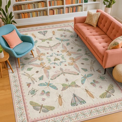Butterfly Area Rugs 5x7 for Baby Nursery (35 Sq Ft)