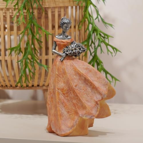 Fairy Statue Orange Leaf Angel Girls 7.5 x 4.5 x 11.5 Inch