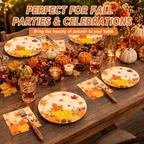 Fall Maple Leaves Paper Plates and Napkins (50 Count)
