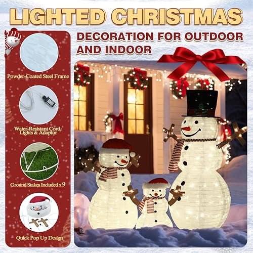 4FT Pop Up Snowman Family