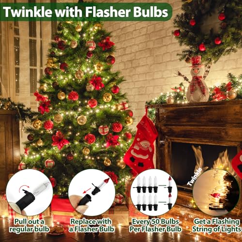 Clear Christmas Lights 25FT 100 Incandescent Bulbs Warm White Mini Lights with Black Wire for Christmas Tree