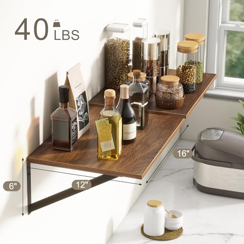 Walnut Floating Shelves Set of 2 (2 Count)