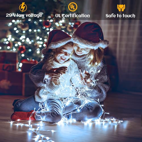 33ft Icicle Christmas Lights Outdoor 400LEDs 75 Drops White String Lights