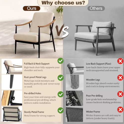 Modern Accent Chair for Living Room Bedroom Mid Century Arm Chair Upholstered Office Accent Chair Comfy Waiting Room Chair with Metal Frame