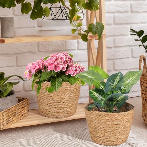 Woven Straw Flower Basket