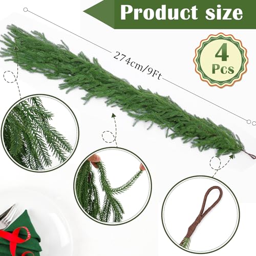 4Pcs 6Ft Artificial Norfolk Pine Garlands