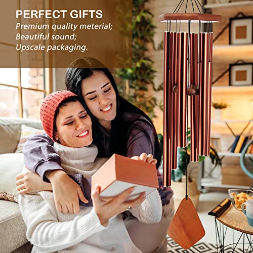 Large Wind Chimes for Outside 36 inch Red Copper Deep Tone Garden Gift Yard