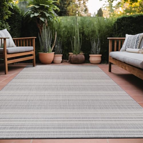 Stripe Outdoor Rug 6x9 Washable Outside Carpet for Indoor Patio Porch Waterproof Easy Cleaning Non Shedding Area Rugs Gray 6 x 9