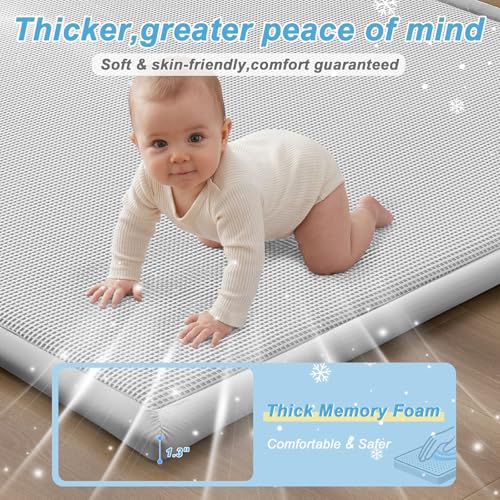 Baby Play Mat for Floor Tummy Time Nursery Rug Muscle Area Rug Playroom Rug 59x79" Elastic Foam 1.3" Thick Crawling Mat for Babies