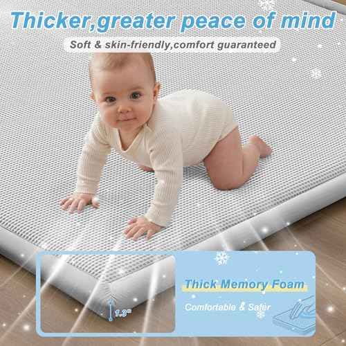 Baby Play Mat for Floor Nursery Rug Muscle Area Rug Playroom Rug 50x50" Elastic Foam 1.3" Thick Crawling Mat for Babies