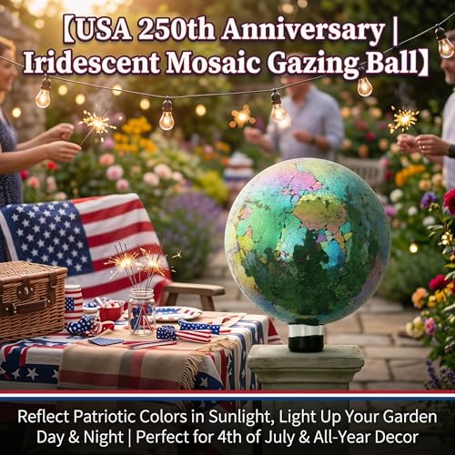 10" Mosaic Glass Gazing Ball for Garden Decor