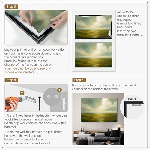 46"x72" Extra Large Framed Wall Art Soft Pastel Hills Dreamy Landscape Illustration for Home Living Room Bedroom Decor