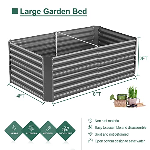 8×4×2 ft Galvanized Raised Garden Bed Kit