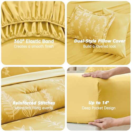 Bright Yellow Bed in a Bag King 7 Pieces
