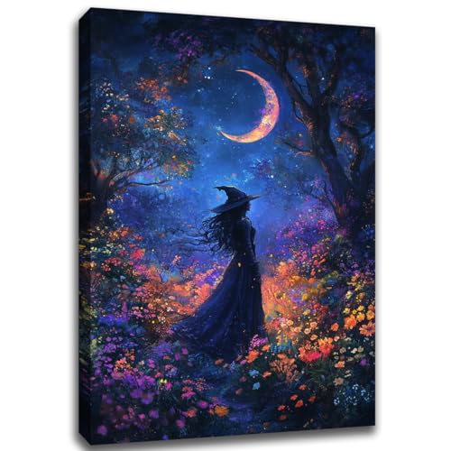 Vintage Halloween Witch Decor Mystic Gothic Wall Art Poster